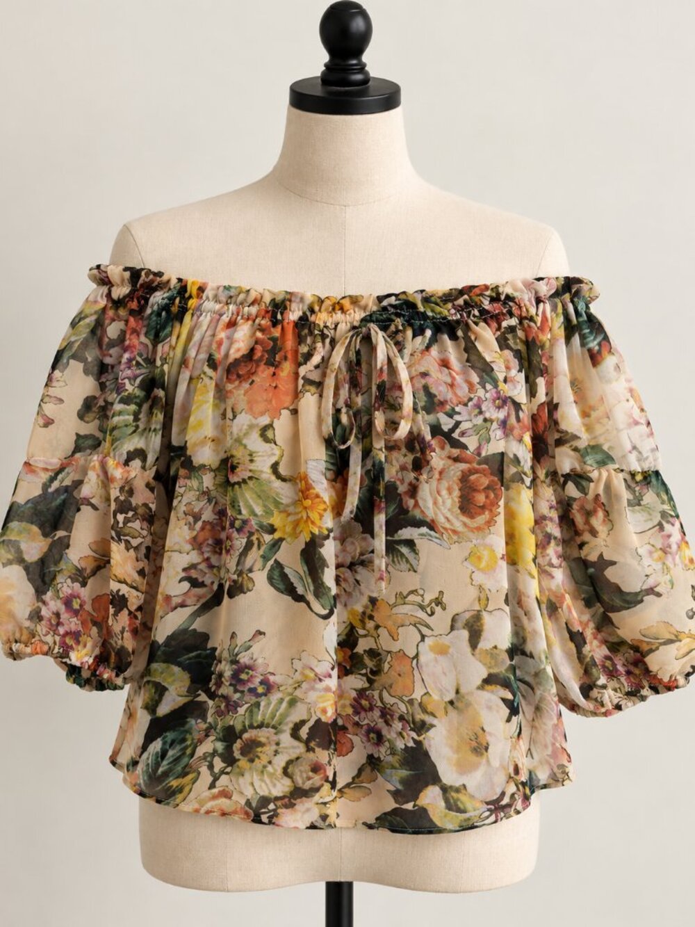 C098 Lira Clothing "Creative Society" (CRTV SCTY) Off-the-Shoulder Floral Blous